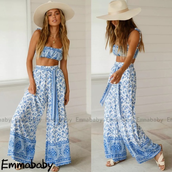 Emmababy Other - Wide-Legged High Rise Boho Pant w/ Matching Top